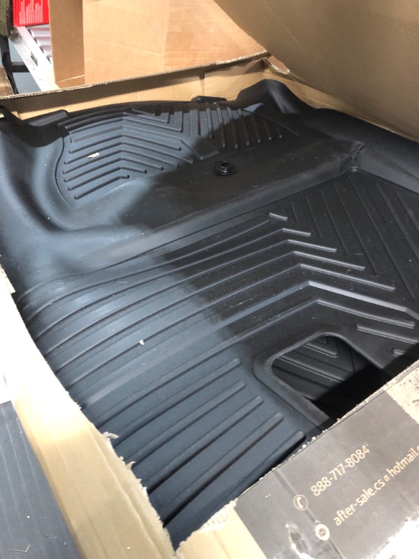 Photo 2 of YITAMOTOR Floor Mats Compatible with 2014-2021 Toyota Tundra CrewMax Cab (with Coverage Under 2nd Row Seat), Custom Fit Black TPE Floor Liners, 1st & 2nd Row All-Weather Protection