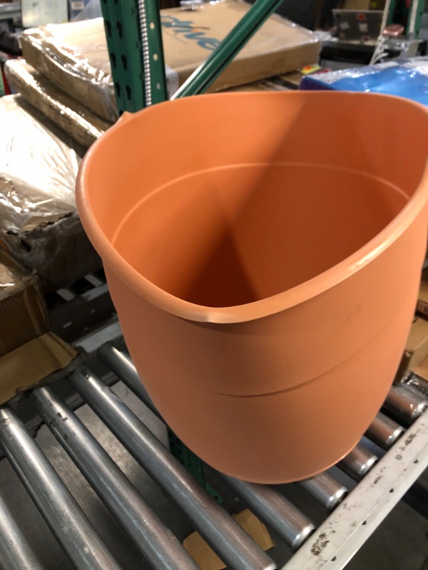 Photo 2 of Bloem Dayton Planter with Saucer: 20" - Coral - 100% Recycled Plastic Pot, Removable Saucer, Elevated Feet, for Indoor and Outdoor Use, Gardening, 16.5 Gallon Capacity Coral 20"