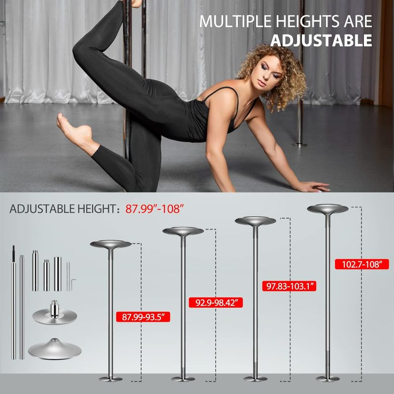 Photo 4 of (NON-REFUNDABLE) VIVOHOME Professional Spinning Dancing Pole, 45mm Portable Dance Pole for Home Fitness
