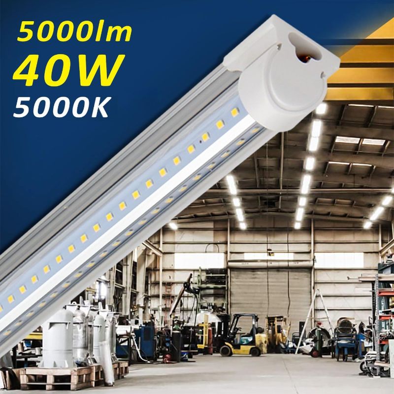 Photo 1 of (SINGLE - NON REFUNDABLE) Barrina LED Shop Light, 40W 5000LM 5000K, 4FT Integrated Fixture, V Shape,T8 Light Tube, Daylight White, Clear Cover, Hight Output, LED Shop Lights for Garage Warehouse Workshop 
