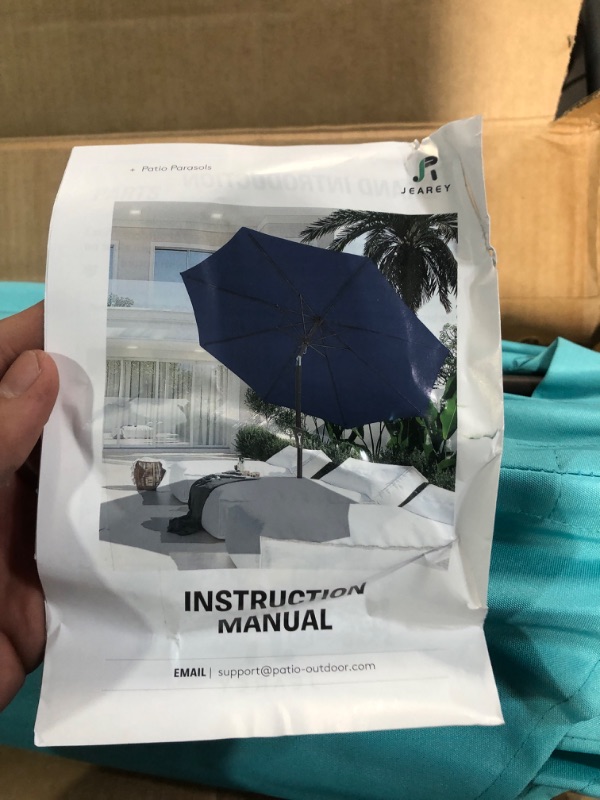 Photo 1 of ***USED - LIKELY MISSING PARTS - UNABLE TO VERIFY FUNCTIONALITY***
JEAREY 7.5FT Patio Umbrella Market Table Umbrella with 6 Sturdy Ribs, Push Button Tilt/Crank Outdoor Umbrella for Garden, Deck, Backyard, Pool and Beach,Peacock Blue 7.5FT Peacock Blue