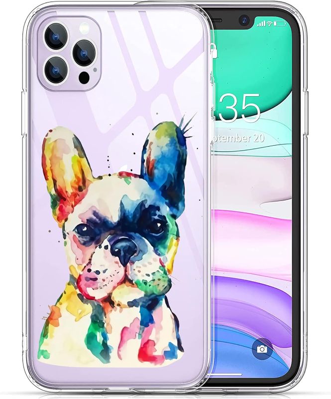 Photo 1 of Compatible with iPhone 14 Pro Case, Watercolor French Bulldog (6.1 inch)