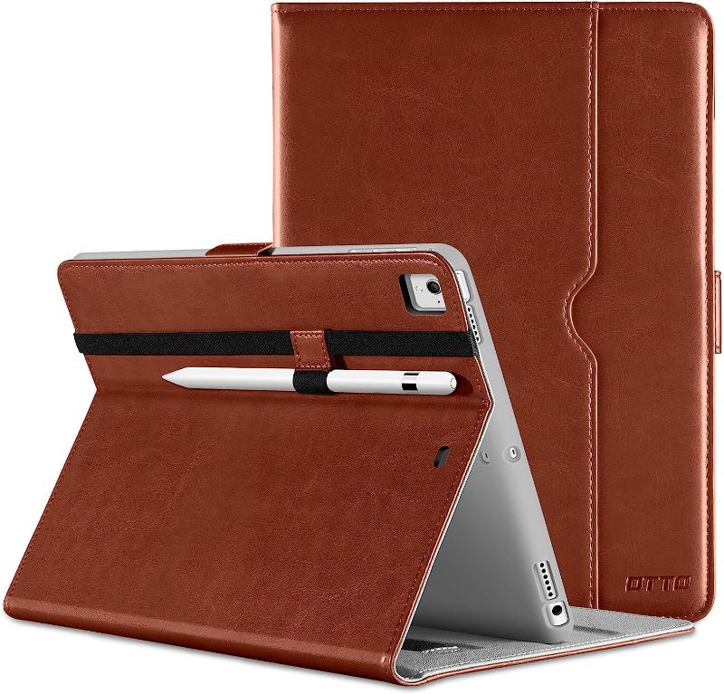 Photo 1 of DTTO for iPad 9.7 Inch 5th/6th Generation 2018/2017 Case with Apple Pencil Holder, Premium Leather - Brown
