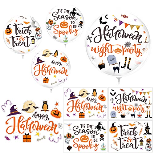 Photo 1 of AnyDesign 20Pcs Bobo Balloon with 16Sheet Halloween Theme Balloon Stickers 18Inch Transparent Bubble Balloons