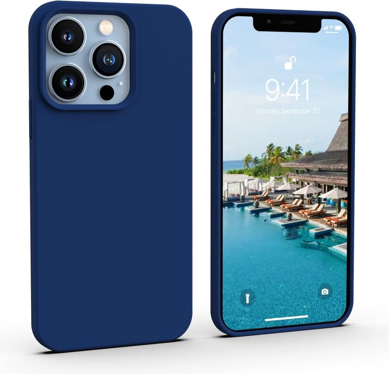 Photo 1 of IceSword iPhone 13 Pro Max Case 6.7" - Liquid Silicone Slim Protective Phone Case Cover, Navy Blue
