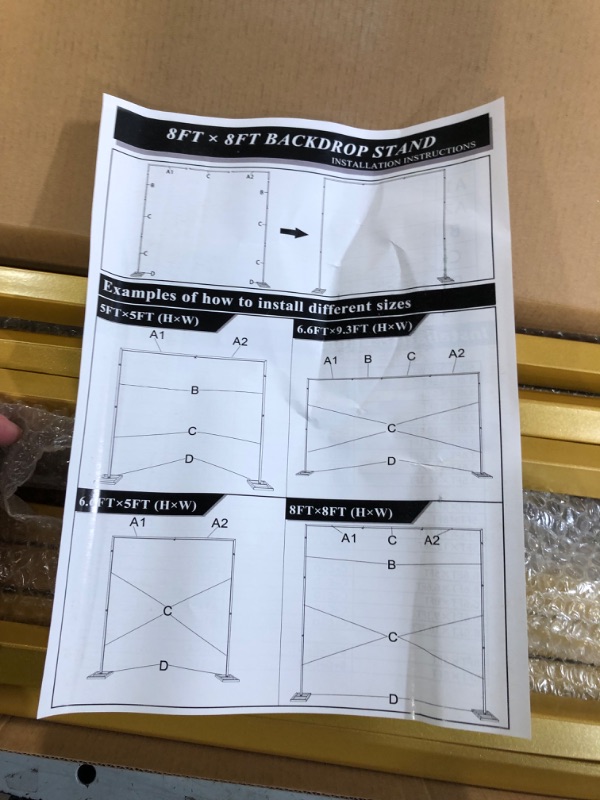 Photo 2 of Fomcet 8FT x 8FT Backdrop Stand Heavy Duty with Base, Gold Portable Adjustable Pipe and Drape Backdrop Stand Kit