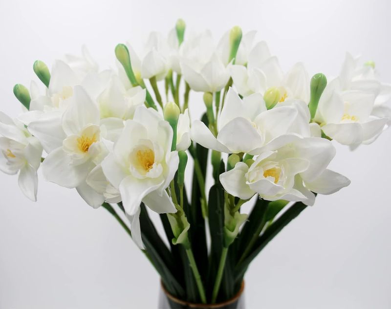 Photo 1 of (READ FULL POST)  2 Artificial Daffodils Flowers - White Narcissus Spring Flower + Accessory