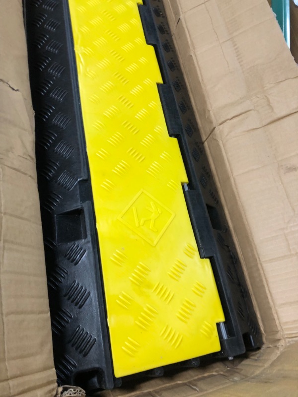 Photo 1 of CXRCY Cable Ramp 2 Pack of 3 Channel PVC Rubber Cable Protector,44000lbs Capacity 