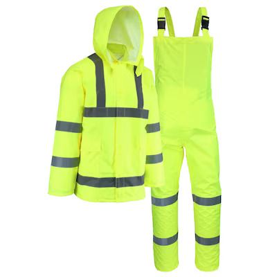 Photo 1 of Safety Works 3-Piece Men's X-Large Yellow Rain Suit
