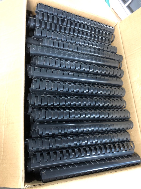 Photo 3 of 300 Pack 1 Inch Diameter 19 Ring Plastic Comb Binding Spines Bulk, 200 Sheets Capacity, Black Plastic Spiral Binding 