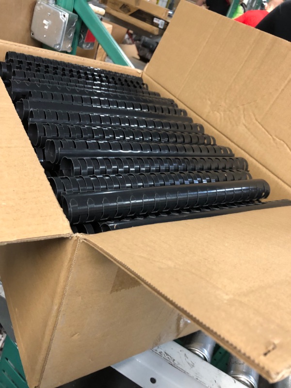 Photo 2 of 300 Pack 1 Inch Diameter 19 Ring Plastic Comb Binding Spines Bulk, 200 Sheets Capacity, Black Plastic Spiral Binding 