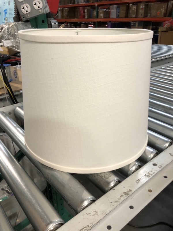 Photo 4 of  12" Top Diameter x 14" Bottom Cylinder Drum Lampshade USA Made (Linen Cream)