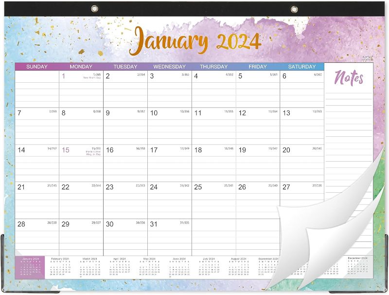 Photo 1 of 2024 Desk Calendar - Large Desk Calendar 2024, Jan. 2024 - Dec. 2024, 22" x 17", Thick Paper with Corner Protectors