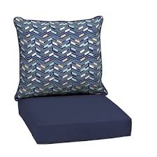 Photo 1 of ***DIRTY***
Style Selections 24-in x 24-in 2-Piece Blue Chevron Deep Seat Patio Chair Cushion