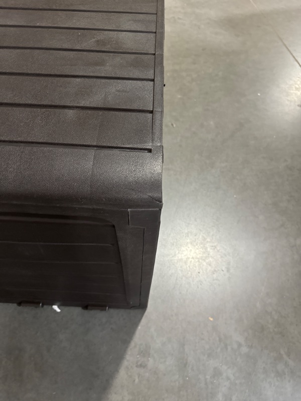 Photo 1 of ***NONREFUNDABLE - NOT FUNCTIONAL - FOR PARTS ONLY - SEE COMMENTS***
Keter Marvel Plus 71 Gallon Resin Outdoor Storage Box for Patio Furniture Cushion Storage, Brown Brown Storage Box, 45. 9 in. W x 17. 4 in. D x 22. 2 in. H