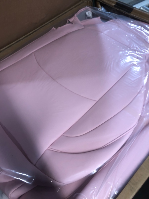 Photo 2 of Maysoo Tesla Model Y Seat Covers Pink Nappa Leather Car Seat Covers, for Tesla Model Y 2023 2022 2021 2020 5 Seat Car Seat Cover Car Interior Cover All Weather Protection(Pink-Nappa,Model Y(Full Set)) pink nappa model Y(full set)