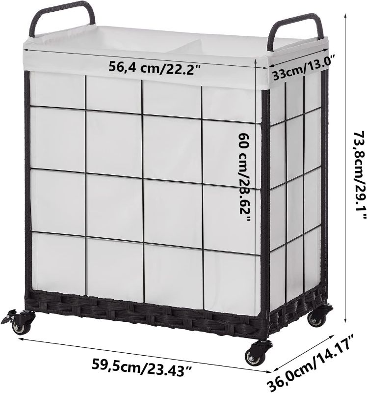 Photo 1 of (READ FULL POST) Laundry Hamper with Divided Liner Bag; Collapsible Laundry Basket  (White)