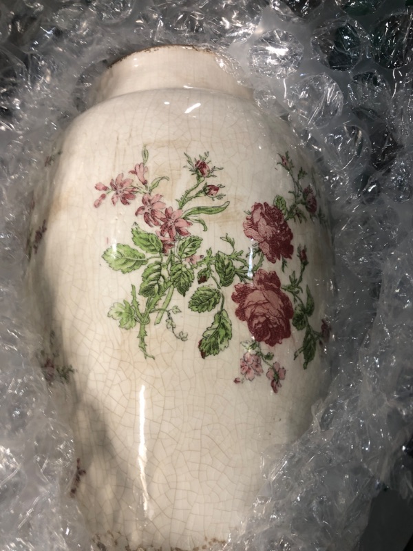 Photo 2 of 12.5in. Tuscan Ceramic Floral Print Vase