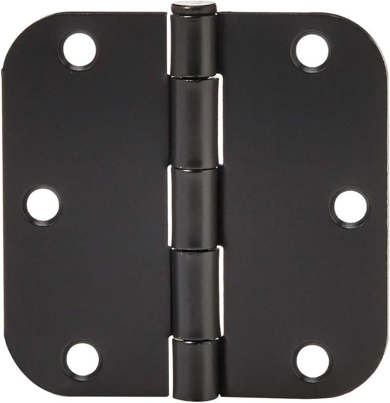 Photo 1 of Amazon Basics Rounded 5/8 Radius interior, 3.5" x 3.5" Door Hinges, 18 Pack, Matte Black