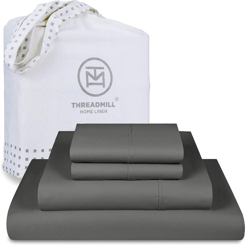 Photo 1 of **SIZE UNKKNOWN** Threadmill 100% Supima Cotton Sheets, Luxury 1200 Thread Count Cotton Sheets 4 Pc Dark Grey