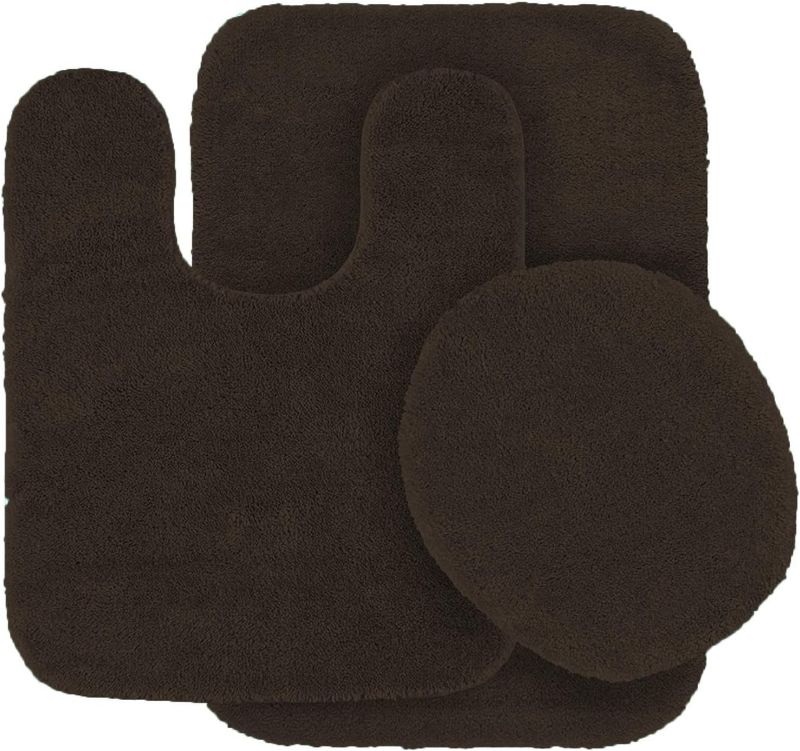 Photo 1 of (READ FULL POST) Kids Zone Home Linen 3 pc Solid Color Chocolate/Brown Bathroom Rug Set Bath Mats Super Soft Anti Slip Soft Mats 