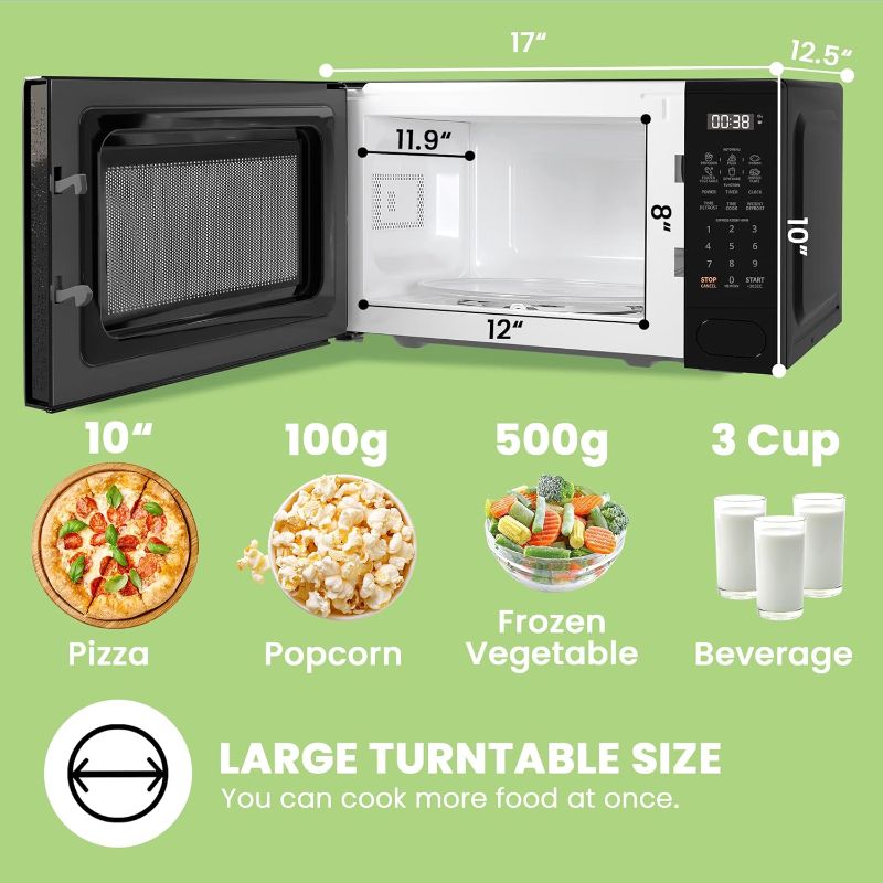 Photo 3 of (READ FULL POST) COMFEE CMO-C20M1WB Retro Microwave with 11 power levels, Fast Multi-stage Cooking, Turntable Reset Function Kitchen Timer, Speedy Cooking, Weight/Time Defrost, Memory function, Children Lock, 700W Modern Black 0.7 Cu Ft