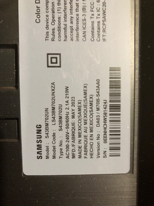 Photo 7 of ***USED - POWERS ON - UNABLE TO TEST FURTHER***
SAMSUNG 43" M70B Series 4K UHD USB-C Smart Monitor & Streaming TV, 4ms, 60Hz, HDR10, Wireless Display, Gaming and IoT Hubs, Alexa Built-in, 2022, LS43BM702UNXZA, Black Black 43-inch M70B (2022 refresh) GameH