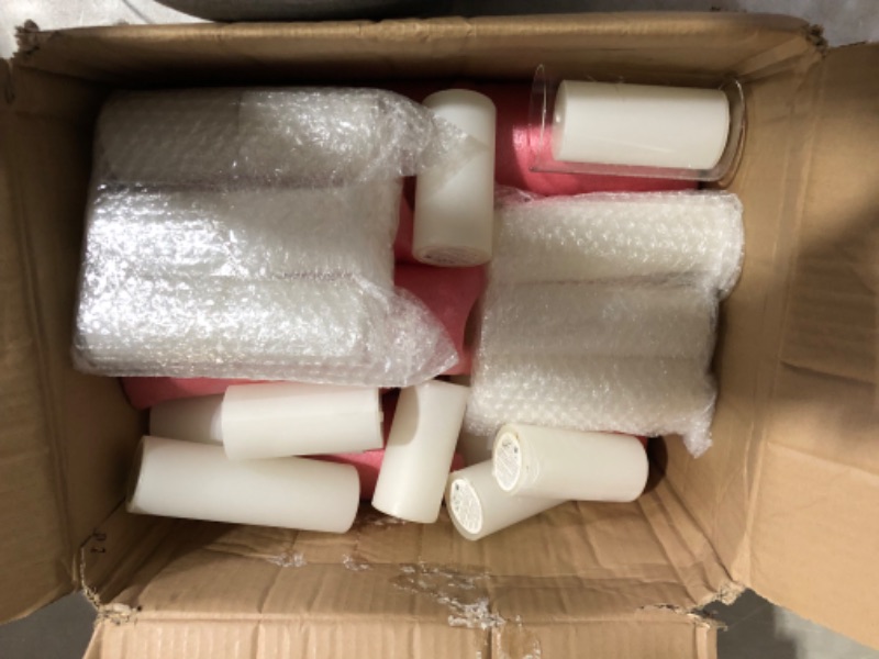 Photo 2 of (READ FULL POST) Set of 18 White Pillar Candles and 18 Glass Cylinder Vases Clear Cylinder Candle Holders for Slim Pillar Candles Wedding Centerpieces