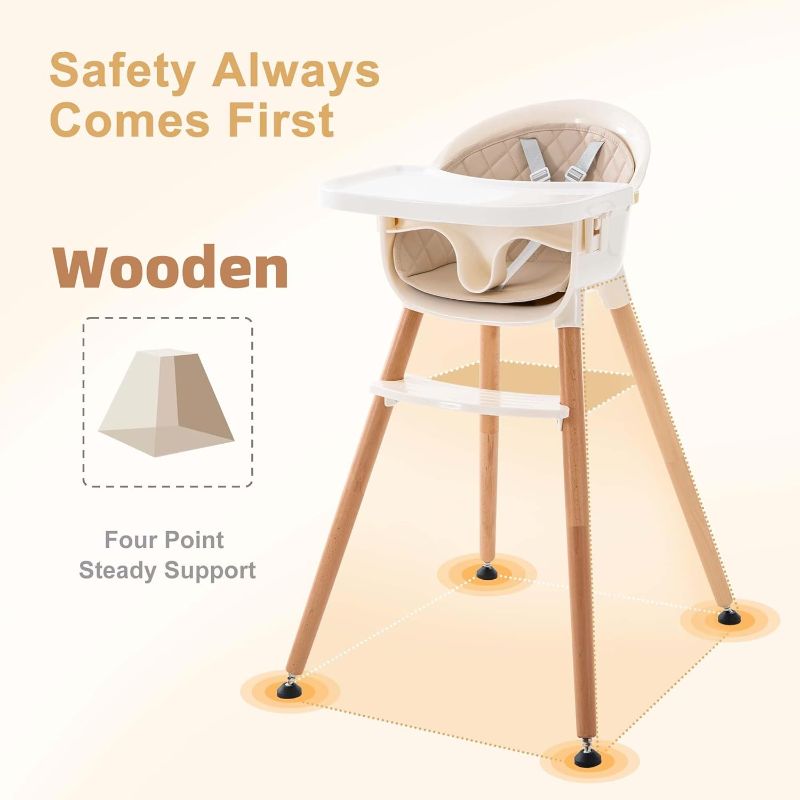 Photo 1 of *STOCK IMG AS REF Wood High Chair, Convertible Baby High Chair 3 -1 