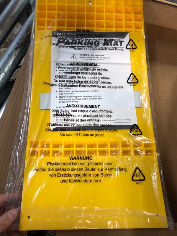Photo 1 of Maxsa 37356-RS Park Right Perfect Parking Self Adhesive Anti-skid Parking Mat for Cars and Trucks, 21" x 11" x 2", Yellow with Reflective Strip 1-Pack Yellow Frustration-Free Packaging