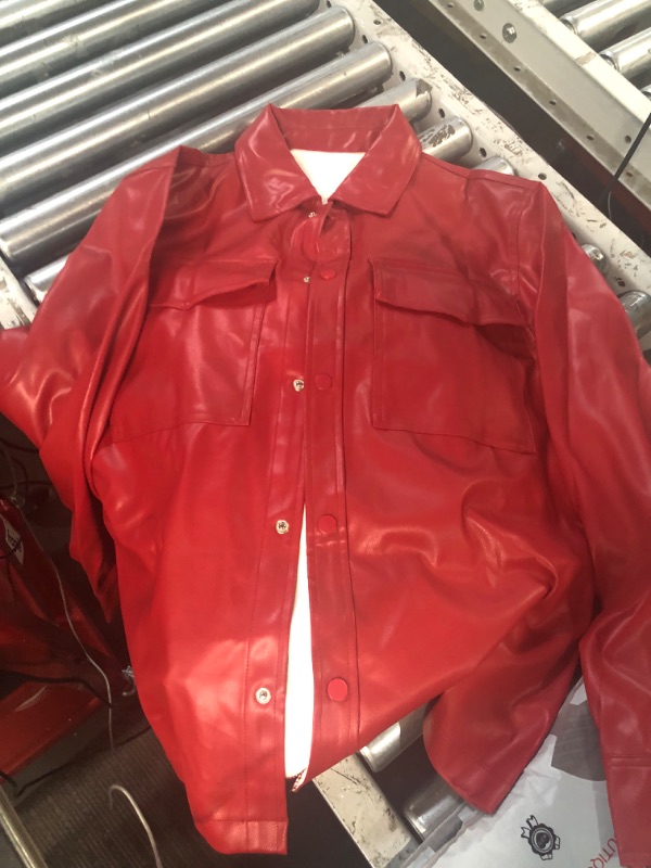 Photo 2 of *STOCK IMG COLOR IS DIFFERENT** RED Runcati Men's PU Leather Jacket Spread Collar Motorcycle Faux Leather Large 