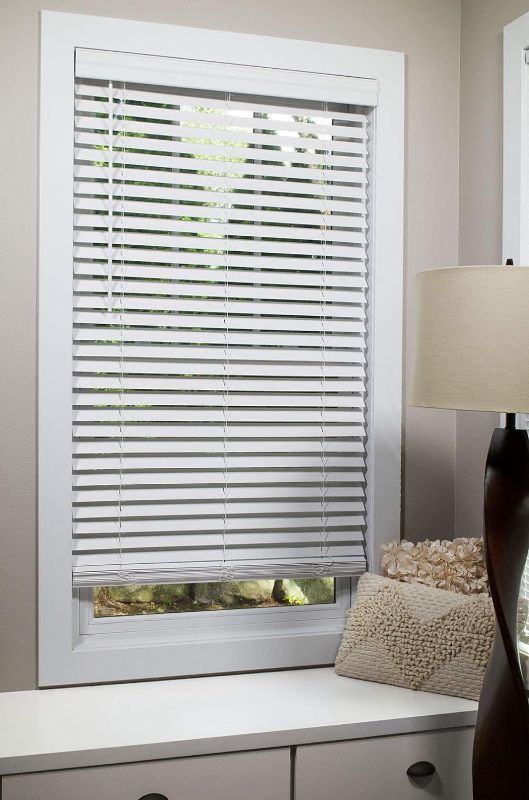 Photo 1 of (READ FULL POST) LEVOLOR 2 -in White Faux Wood Blinds (44" W X 64" H, White)