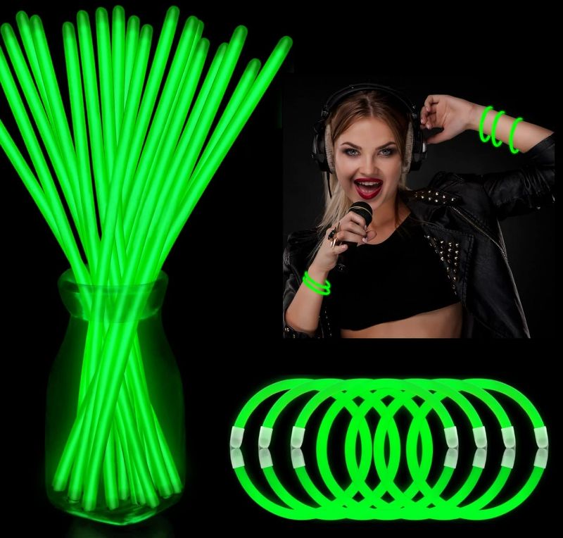 Photo 1 of 
YOFOBU Green Glow Sticks Bulk Light Up Bracelet Glow Necklaces with Connectors 50ct 8" Glowsticks 4th of July Neon Party Supplies for Valentines Day