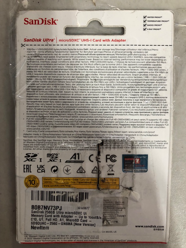 Photo 3 of SanDisk 256GB Ultra microSDXC UHS-I Memory Card with Adapter - Up to 150MB/s, C10, U1, Full HD, A1, MicroSD Card - SDSQUAC-256G-GN6MA