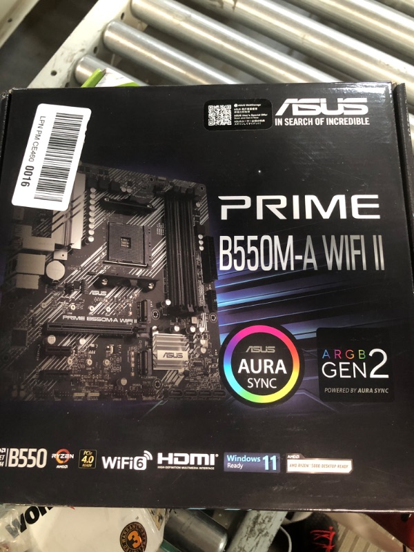 Photo 2 of ASUS Prime B550M-A AC AMD AM4 (3rd Gen Ryzen™) Micro ATX Motherboard (PCIe 4.0, WiFi, ECC Memory, 1Gb LAN, HDMI 2.1/D-Sub, 4K@60HZ, Addressable Gen 2 RGB Header and Aura Sync)