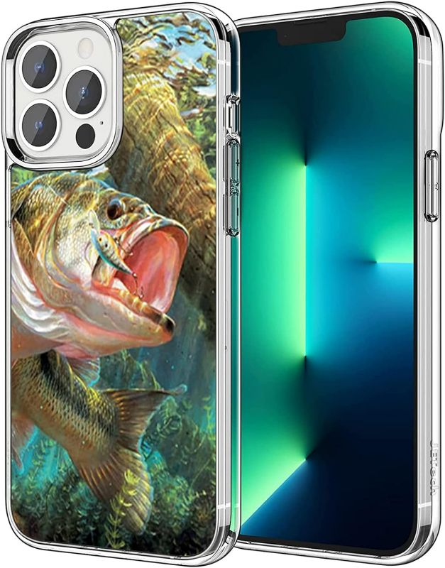 Photo 1 of Compatible with iPhone 12 Case iPhone 12 Pro Case, Bass Fish Jumping Shockproof Clear Design Pattern Slim Soft Protective Case