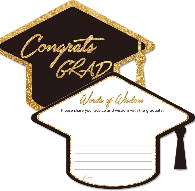 Photo 1 of NON REFUNDABLE BUNDLE OF 2, Graduation Advice Cards for The Graduate (50 Pack), High School or College Graduation Party Games Decorations Supplies, Well Wishes Cards for Graduates