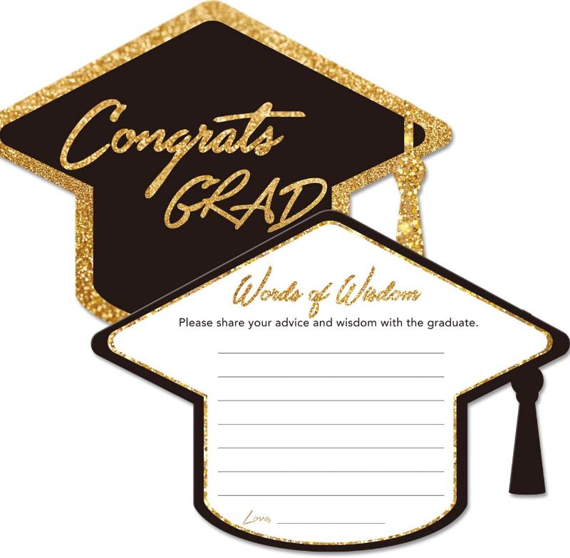 Photo 1 of  Graduation Advice Cards for The Graduate (50 Pack), High School or College Graduation Party Games Decorations Supplies, Well Wishes Cards for Graduates