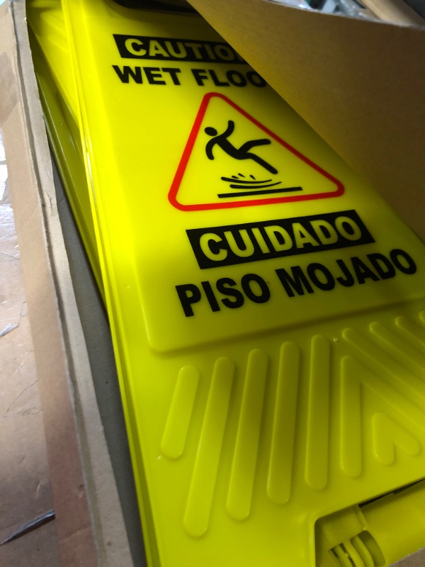 Photo 2 of XPCARE 4-Pack Caution Wet Floor Sign,Bilingual Warning Signs,2-Sided Fold-Out,A Frame Safety Wet Floor Signs