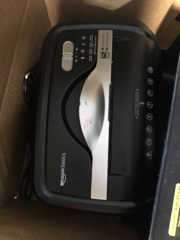 Photo 1 of Amazon Basics 12-Sheet Cross-Cut Paper and Credit Card Home Office Shredder 12 Sheet Shredder