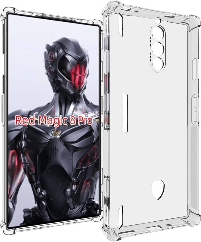 Photo 1 of for ZTE Nubia Red Magic 8 Pro Case, Transparent TPU Flexible Case, Shock-Absorption Anti Impact Phone Cover, 2PC