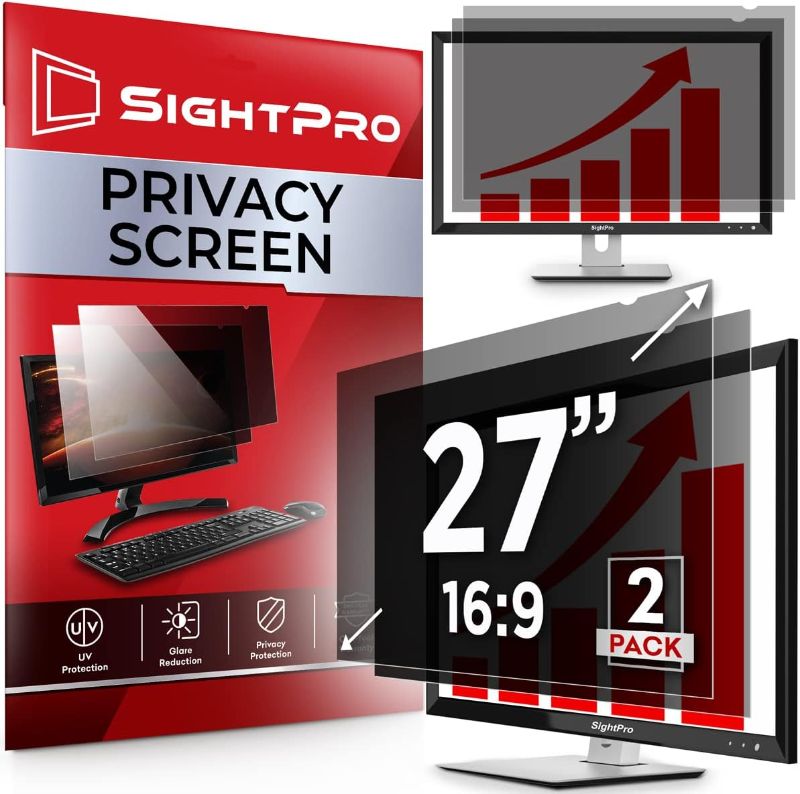 Photo 1 of 
SightPro 27 Inch 16:9 [2 Pack] Computer Privacy Screen Filter for Monitor - Privacy Shield and Anti-Glare Protector