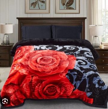 Photo 1 of (READ FULL POST) NC Contemporary Printed Polyester Reversible Bed Blanket Queen