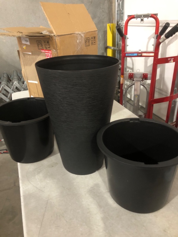 Photo 2 of *SIMILAR TO STOCK* Set of 2 Tall Outdoor Planters - 24 Inch Large with Small Planting Pots