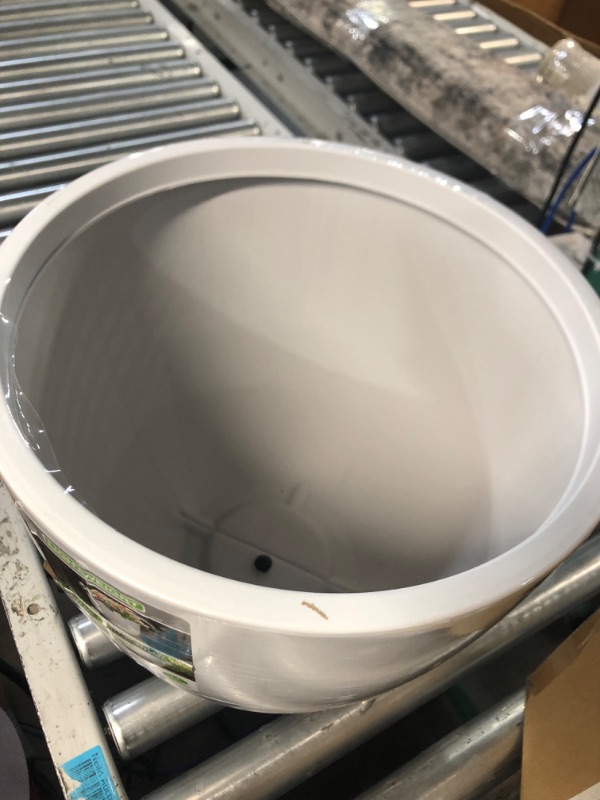 Photo 2 of 14 in. Fresno Medium White High-Density Resin Planter (14 in. D x 12 in. H) With Drainage Hole