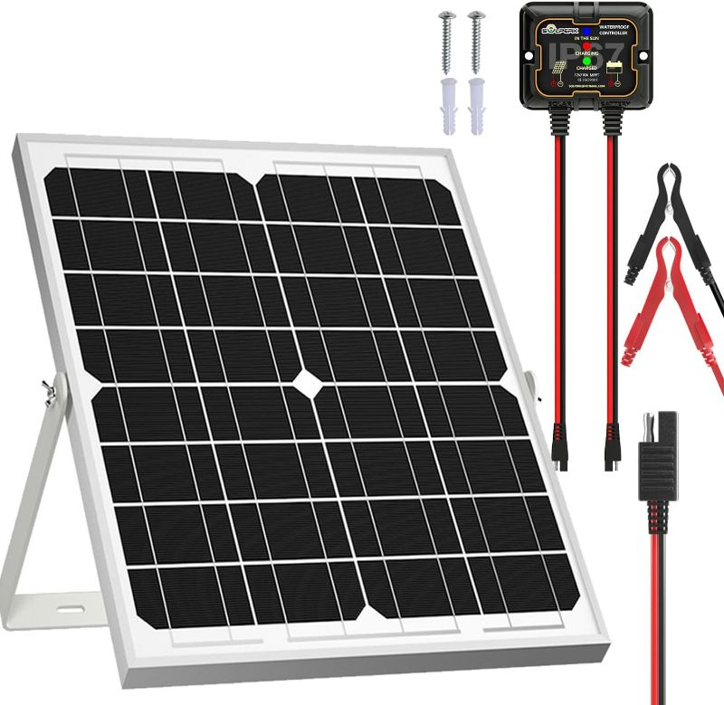 Photo 1 of SOLPERK Solar Panel Kit 20W 12V, Solar Battery Trickle Charger Maintainer + Upgrade 