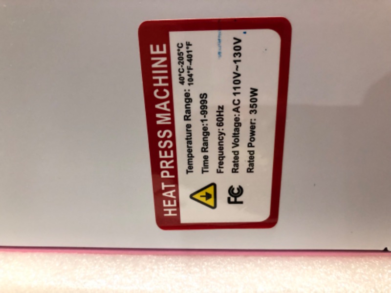 Photo 4 of ***USED - LIKELY MISSING PARTS - UNABLE TO VERIFY FUNCITONALITY***
Auto Hat Heat Press Machine, Automatic Hat Press Heat Machine for Caps T-Shirts Bags, DIY Sublimation Hat Press Cap Press Auto Open & Release & Digital Press Knob-Style Control Panel (Pink