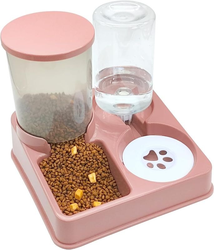 Photo 1 of kathson Gravity Cat Food and Water Dispenser, 2 in 1 Automatic Cat Dry Food and Water