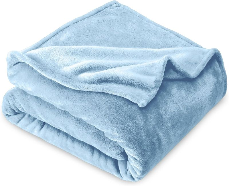 Photo 1 of 
Microplush Fleece Blanket - Full/Queen Blanket - Light Blue - Lightweight Soft Blanket for Bed, Sofa, Couch, Camping, and Travel