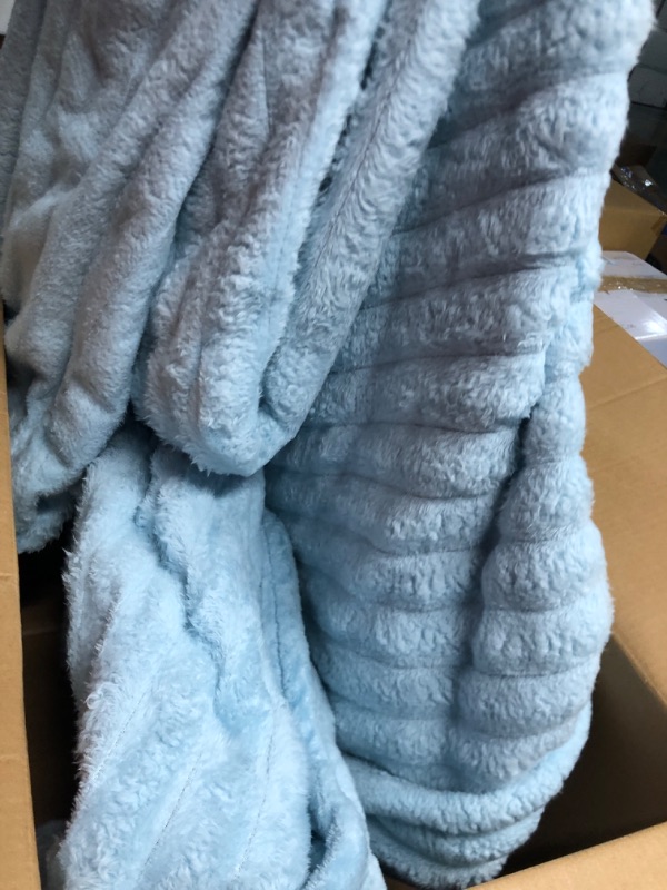 Photo 3 of 
Microplush Fleece Blanket - Full/Queen Blanket - Light Blue - Lightweight Soft Blanket for Bed, Sofa, Couch, Camping, and Travel